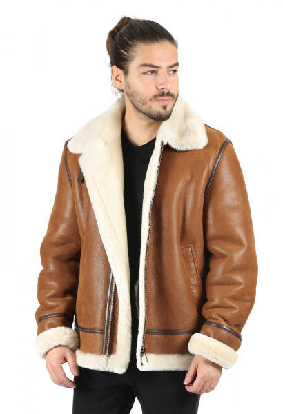 Gabriel, camel Lammfelljacke Herren 