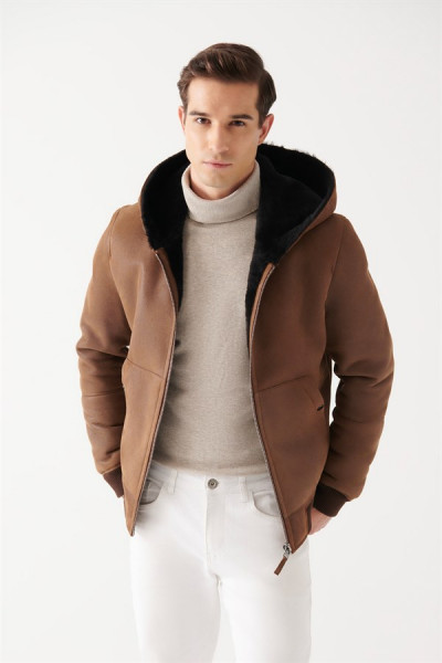 Thomas, braun Lammfelljacke Herren 